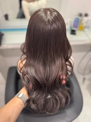 セミロング カラー ブリーチなし🤍透明 感カラー🤍しゅうじのヘアスタイル