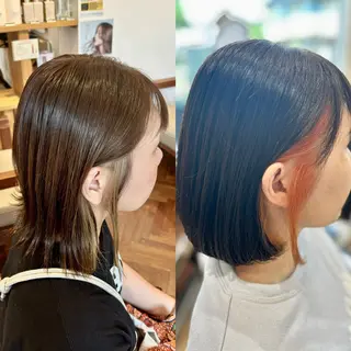 ミディアム カラー 秋山知穂🌸縮毛矯正 ショートお任せ🌸のヘアスタイル