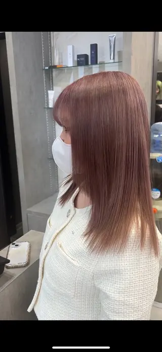 セミロング 韓国ヘア/ブリーチ無 しWカラー/オリーブのヘアスタイル