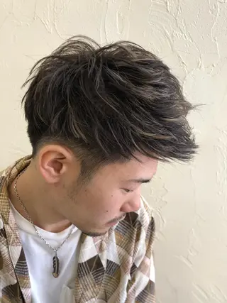 メンズ 韓国レイヤー外国人風 透明感カラー髪質改善のヘアスタイル