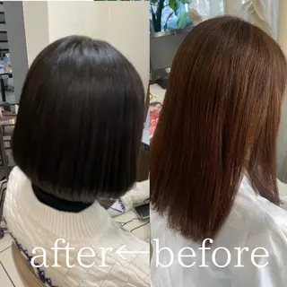 ショート カラー パーマ シールエクステ✨️韓 国羽エクステ🪽和希のヘアスタイル