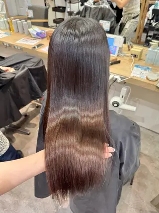 ロング パーマ 縮毛矯正/艶暖色 カラー/パーマひふみのヘアスタイル