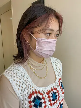 ミディアム カラー 桃果 momokaのヘアスタイル