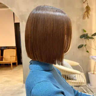 ショート カラー ボブ/巻ける縮毛矯正 /韓国レイヤーはなのヘアスタイル