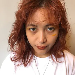 ミディアム パーマ ヘアアレンジ ケアブリーチ/ボブ/ honoのヘアスタイル