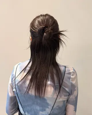 セミロング ヘアアレンジ ブリーチ/アレンジ 天満/chihiroのヘアスタイル