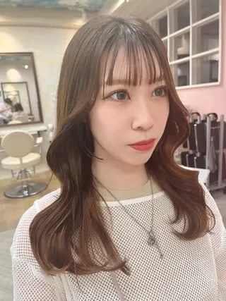 セミロング カラー ヘアアレンジ 🇰🇷韓国ヘア× 髪質改善　黒川天斗のヘアスタイル