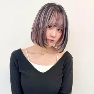 カラー パーマ ヘアアレンジ メンズ キッズ ハイトーン/ピンク 💗モモ໒꒱のヘアスタイル