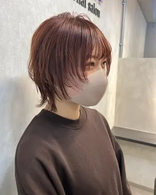 ミディアム ブリーチ/ウルフ ハッシュカット/石山のヘアスタイル