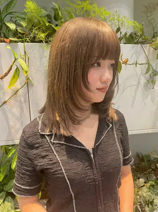 ミディアム カラー Kuku所属・つぼみ/パーマ ／レイヤー／ボブのヘアスタイル