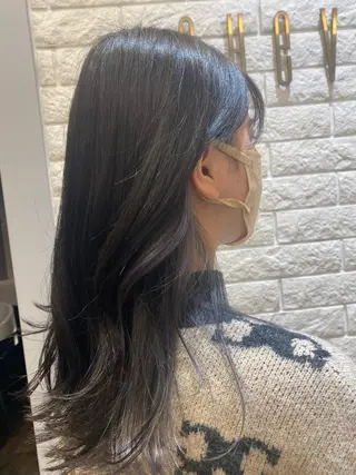 セミロング カラー 韓国ヘア透明感カラー 大貫怜司のヘアスタイル