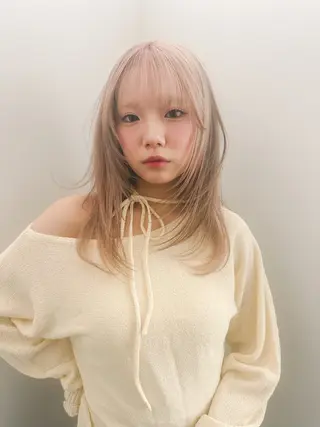 セミロング カラー レイヤー/ウルフ/ ハッシュカット/ダイのヘアスタイル