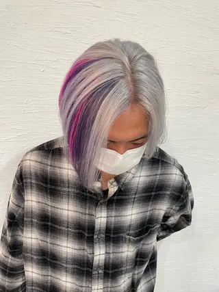 ショート カラー メンズ inqまい/名古屋駅 🦋ブリーチカラーのヘアスタイル