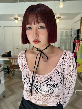 カラー ブリーチカラー🎀 韓国風/寺門美優のヘアスタイル