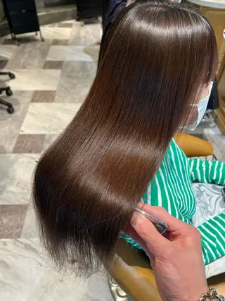 セミロング カラー パーマ レイヤーカット/ 顔周り 五島巨幹のヘアスタイル