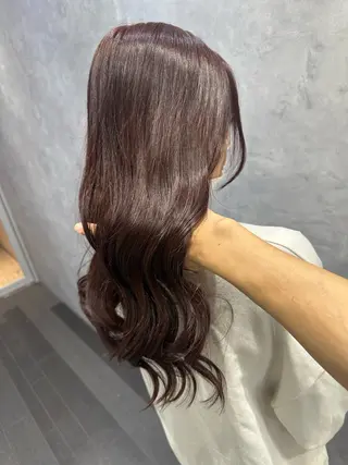 ロング カラー 透明感/ブリーチ縮毛 /髪質改善/星野純一のヘアスタイル