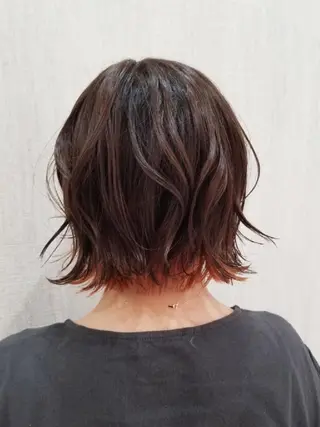 ミディアム カラー 顔周りレイヤーカット 髪質改善代表西村功平のヘアスタイル