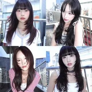 ミディアム カラー レイヤーカット ダブルカラーのヘアスタイル