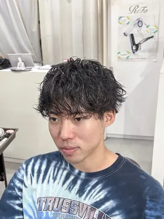 ショート パーマ メンズ かんばら りょーいのヘアスタイル