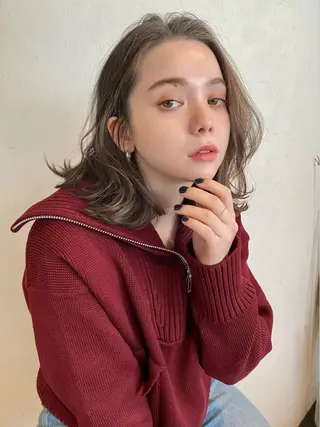 ミディアム カラー 似合わせカラーパーマ 🌿kitin米川のヘアスタイル