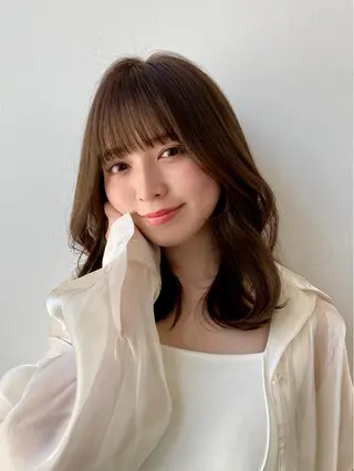 ミディアム カラー 佐藤 悠衣/透明感 カラー/似合わせ前髪のヘアスタイル