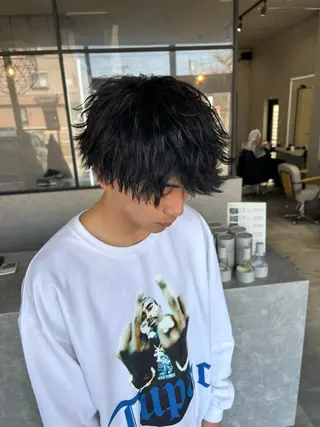 ショート パーマ メンズ 長谷川 湧のヘアスタイル