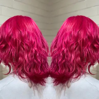 ミディアム カラー ヘアアレンジ 髪質改善×ハイトーン 中田啄也のヘアスタイル