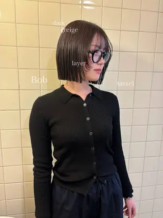 ミディアム カラー 韓国ボブ＆顔まわり レイヤー♡TOMOEのヘアスタイル