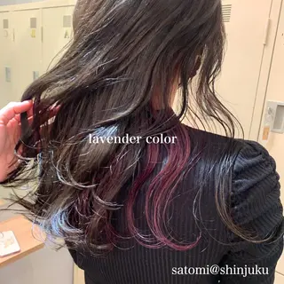 セミロング 淡色ふんわりhair 新宿satomiのヘアスタイル