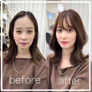ミディアム カラー 韓国ヘア♡ 顔まわりカットayaのヘアスタイル