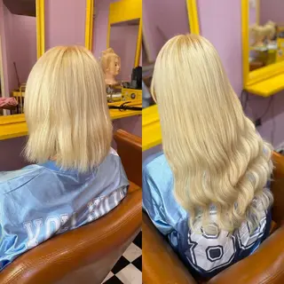 ロング カラー ヘアアレンジ チビ編み込みエクステ シールEXどぅ〜すのヘアスタイル