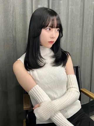 ミディアム 女性らしいモテヘア 韓国ヘアhikariのヘアスタイル