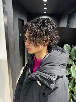 ショート パーマ ヘアアレンジ メンズ 川合 智之のヘアスタイル