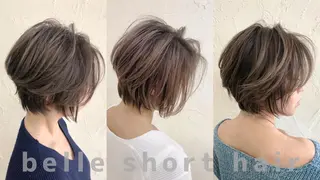 ショート 韓国レイヤー外国人風 透明感カラー髪質改善のヘアスタイル