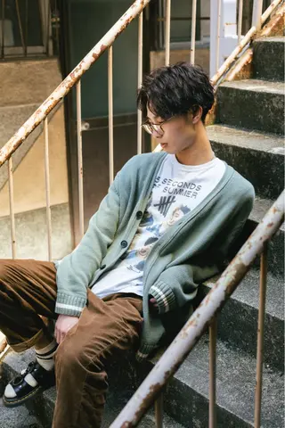 ミディアム パーマ メンズ メンズパーマ 赤司 泰樹のヘアスタイル