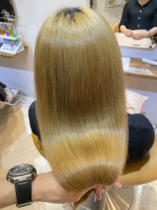 ミディアム カラー パーマ 栗原 瑠世のヘアスタイル