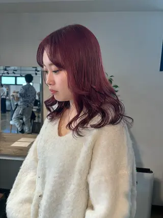 セミロング カラー 暖色カラー🍒 ケアブリーチ/akiのヘアスタイル