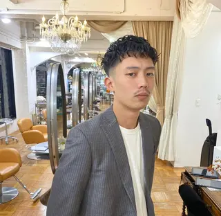 パーマ メンズ ボブ ショート 髪質改善  相澤晃希のヘアスタイル
