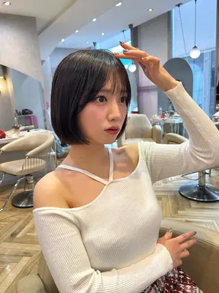 セミロング 銀座🇰🇷韓国ボブ 🧡巻ける縮毛/せんのヘアスタイル