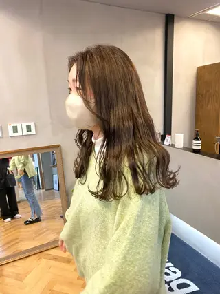 セミロング カラー ヘアアレンジ ハル🌸柔色/ ブリーチなし/艶髪のヘアスタイル