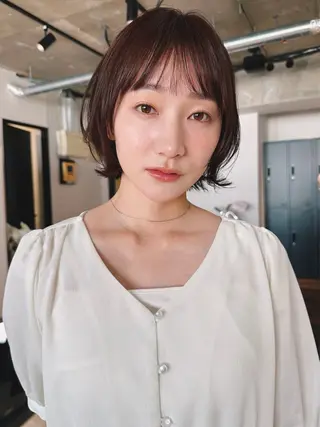 ショート カラー パーマ 🫧小顔×似合わせ× 透明感カラー🫧のヘアスタイル