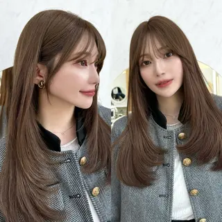 セミロング レイヤーカット/ 顔まわり/アオイのヘアスタイル