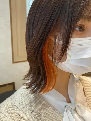 ミディアム カラー 栗原 瑠世のヘアスタイル