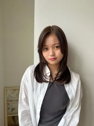 セミロング 暖色カラー/似合わせ カット/名古屋/辻のヘアスタイル