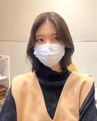 ミディアム カラー パーマ ヘアアレンジ 小野寺瑞希 /最小顔カットのヘアスタイル