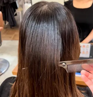 セミロング パーマ 切りっぱなしボブ 大阪梅田/きょうかのヘアスタイル