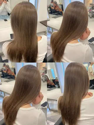 セミロング カラー 艶ハイトーン🔆 ️️️安座間 希のヘアスタイル