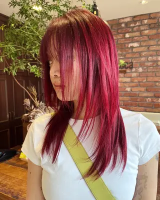 ロング カラー Vicky オリーブ メンズカジュアルのヘアスタイル