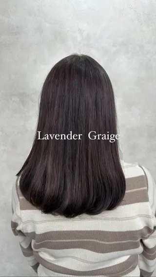 セミロング カラー 💎色落ち綺麗に白肌 ラベンダー💎りんのヘアスタイル