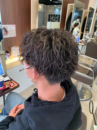 ミディアム メンズ メンズパーマ/難波/ 心斎橋　室園亮佑のヘアスタイル